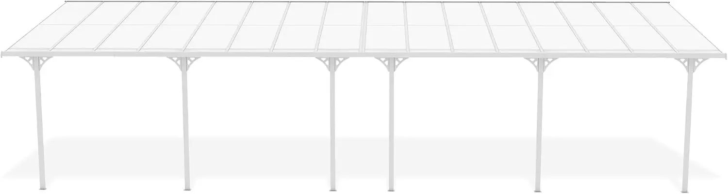 Pergola en aluminium blanc 30m² adossée vue 3