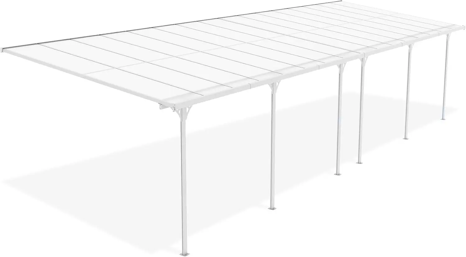 Pergola en aluminium blanc 30m² adossée vue 4