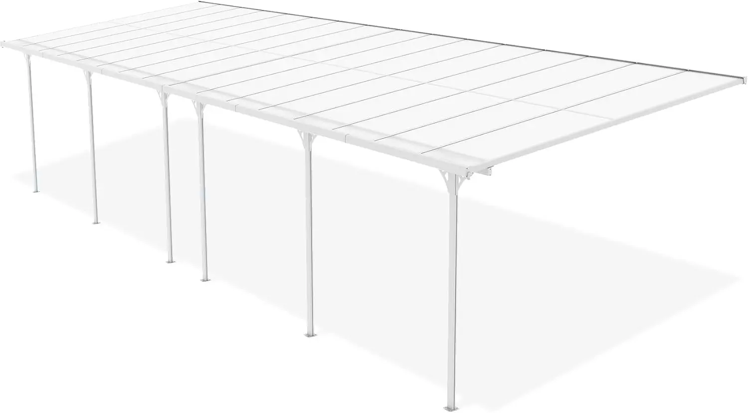 Pergola en aluminium blanc 30m² adossée vue 5