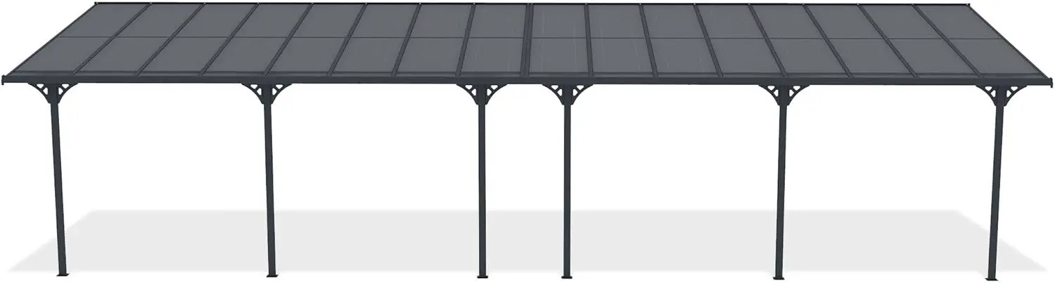Pergola en aluminium gris 15 m² adossée vue 3