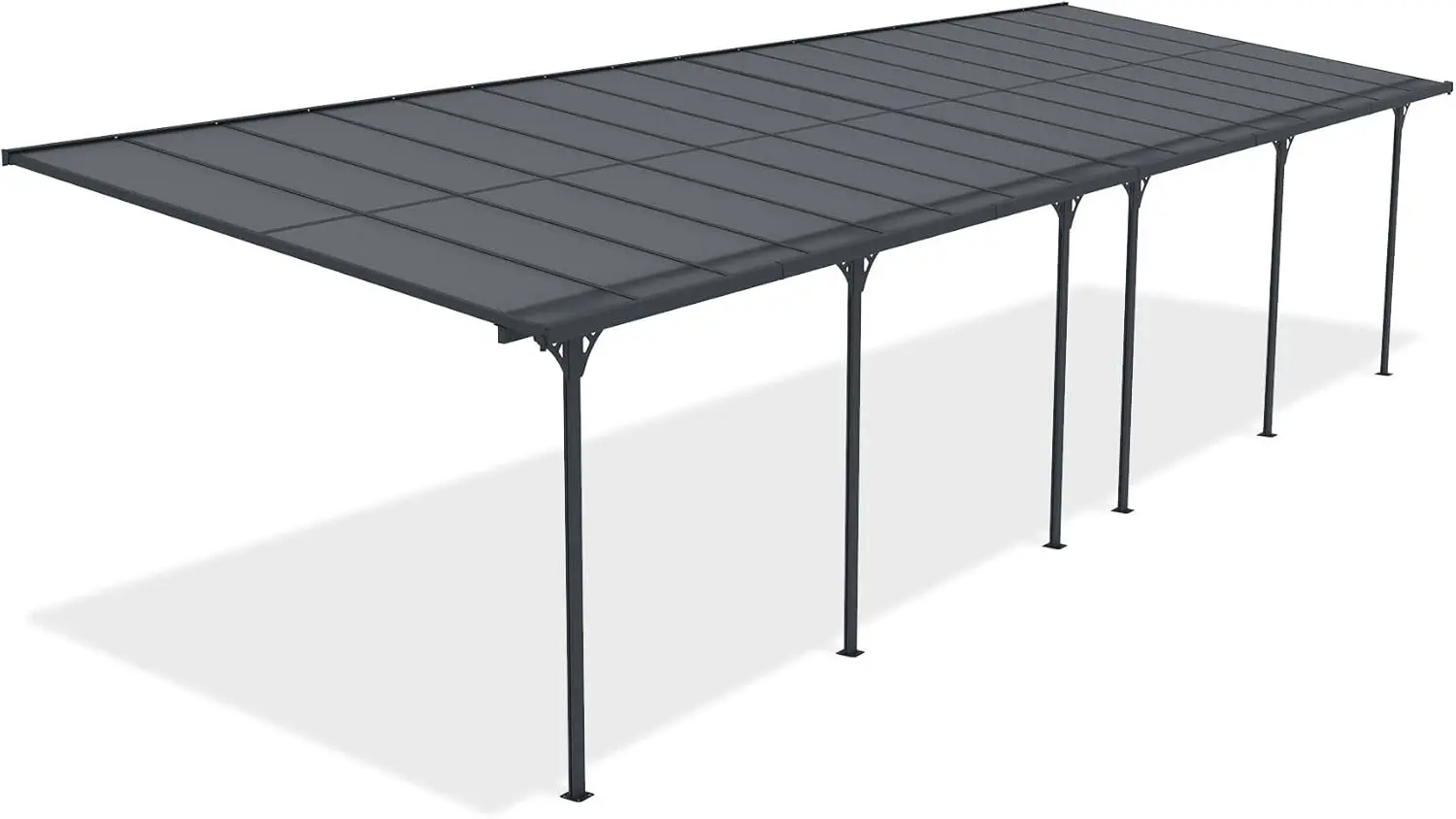 Pergola en aluminium gris 15 m² adossée vue 4