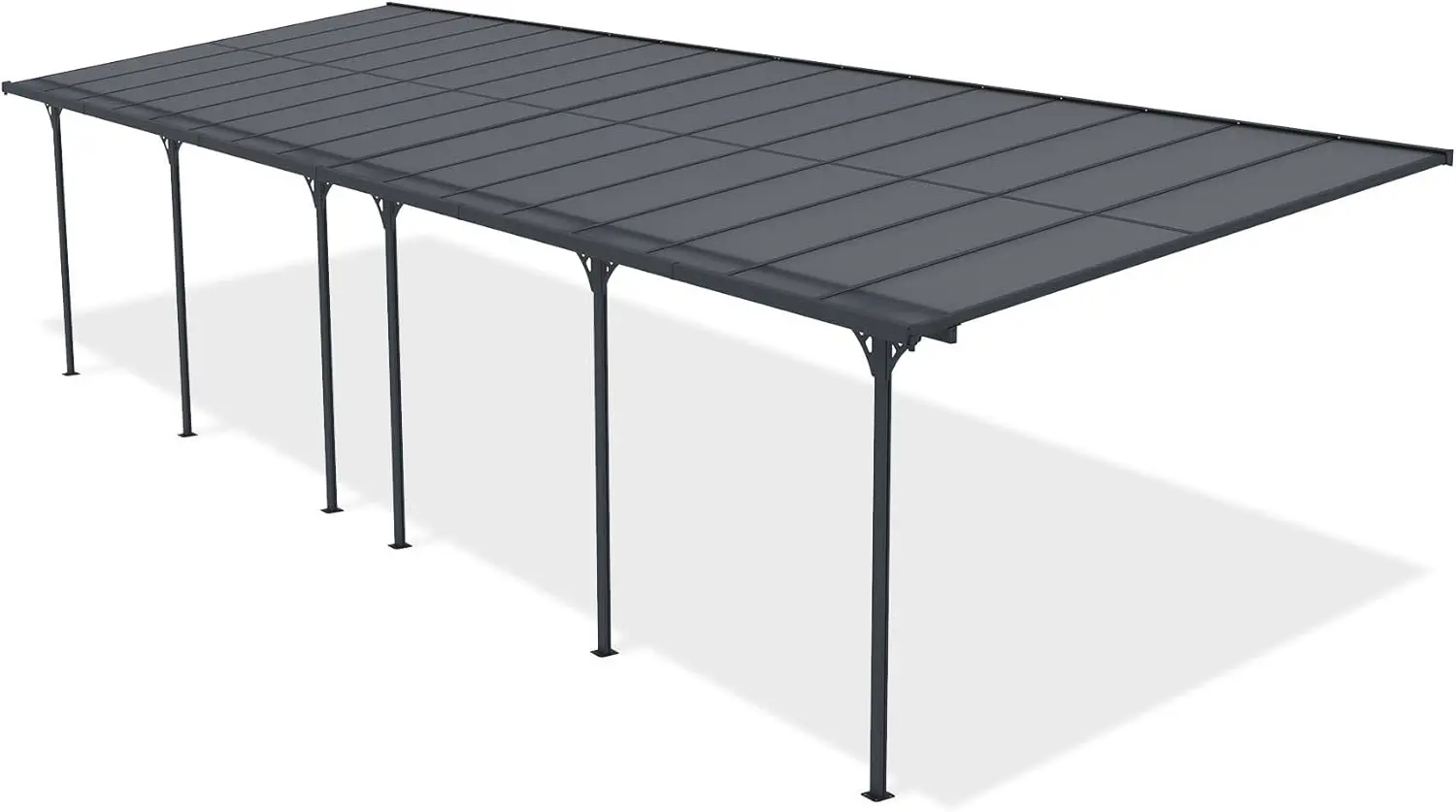 Pergola en aluminium gris 15 m² adossée vue 5