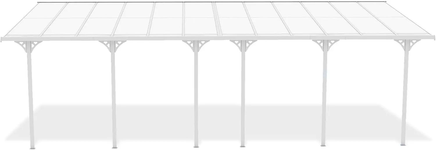 Pergola en aluminium blanc 24m² adossée vue 3