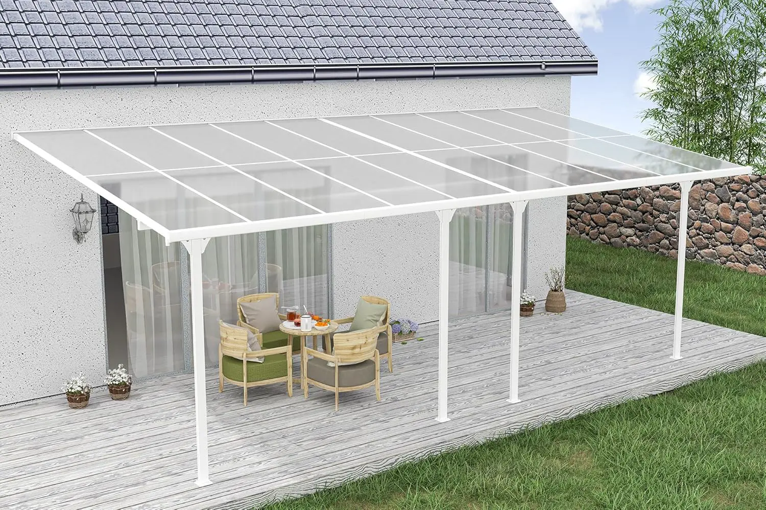 Pergola en aluminium blanc 18 m² vue 6