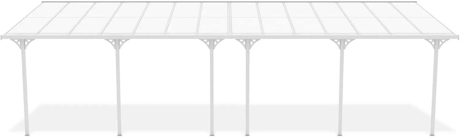 Pergola en aluminium blanc 27m² adossée vue 3
