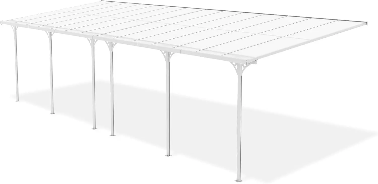 Pergola en aluminium blanc 27m² adossée vue 5