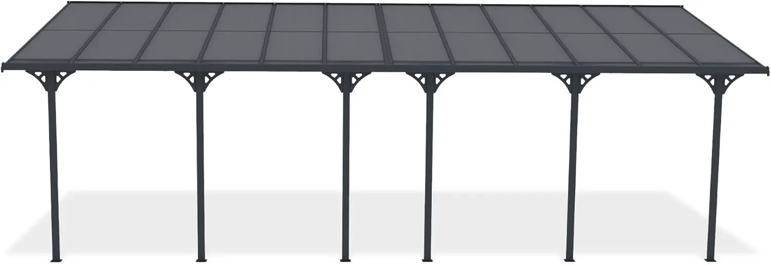 Pergola en aluminium gris 22,44 m² adossée vue 3