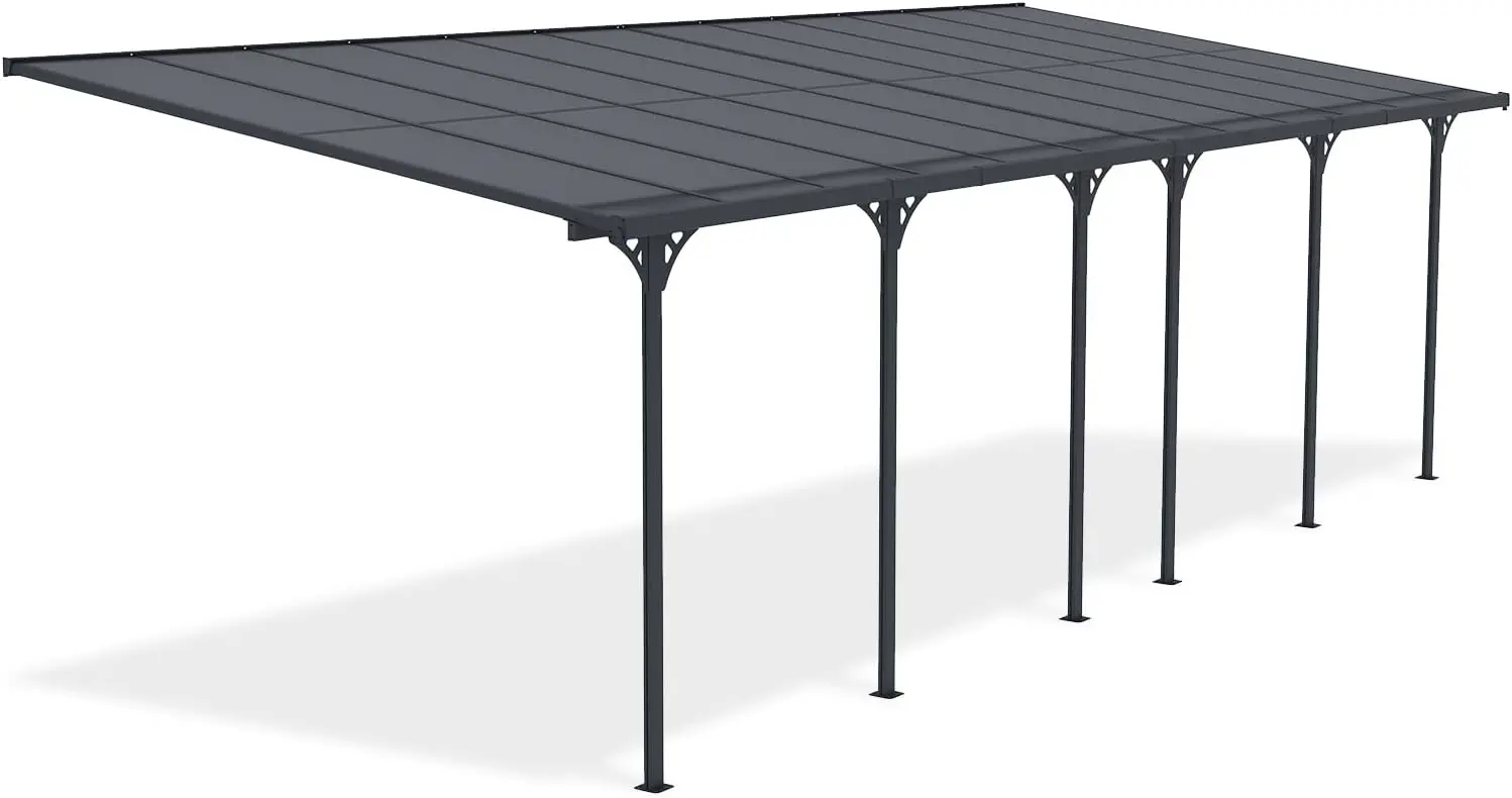 Pergola en aluminium gris 22,44 m² adossée vue 4