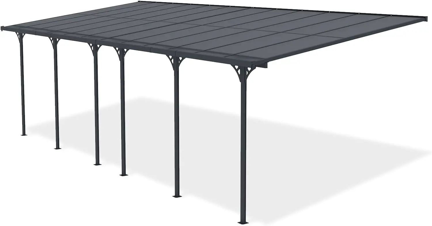 Pergola en aluminium gris 22,44 m² adossée vue 5