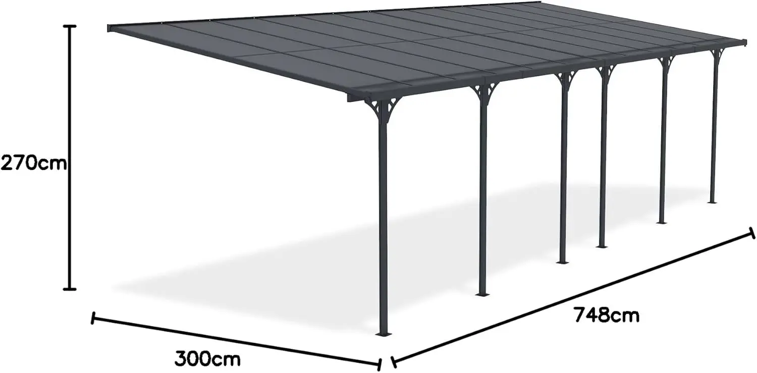 Pergola en aluminium gris 22,44 m² adossée vue 7