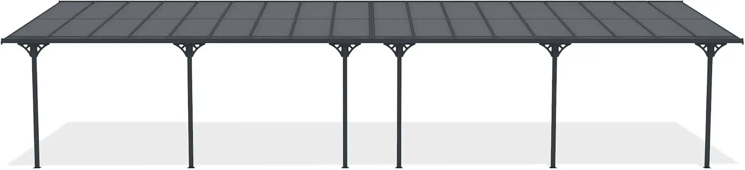 Pergola en aluminium gris 15 m² adossée vue 3