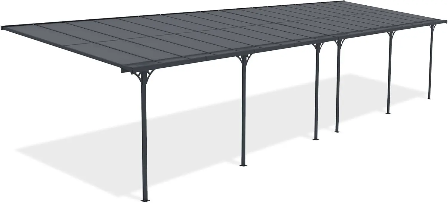Pergola en aluminium gris 15 m² adossée vue 5