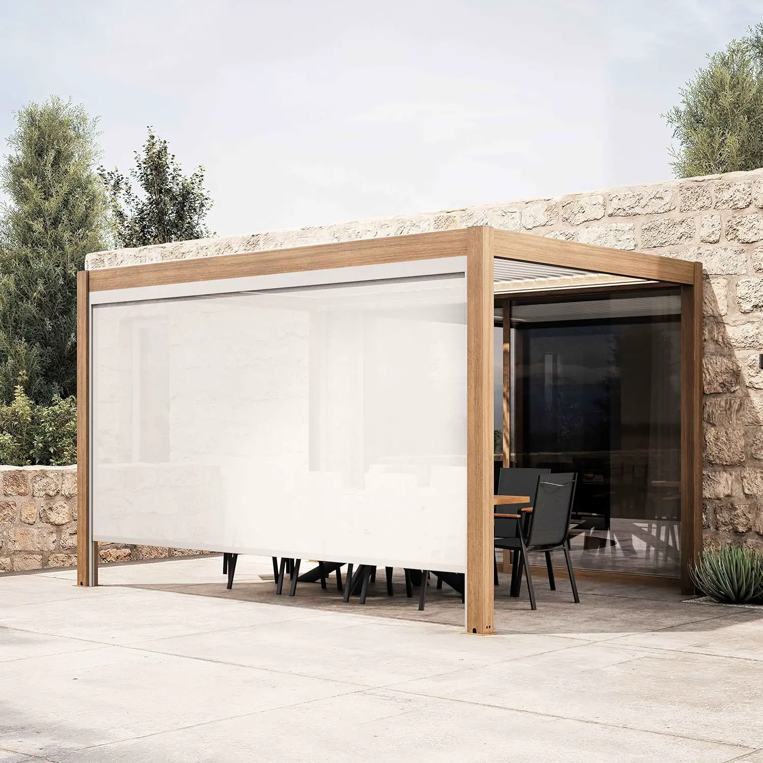 Pergola 3x4m autoportée 1 store motorisée vue 2
