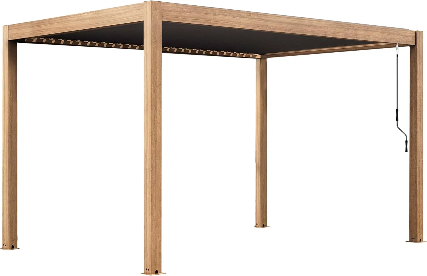 Pergola en bois gris 12 m² autoportée 2 stores vue 4
