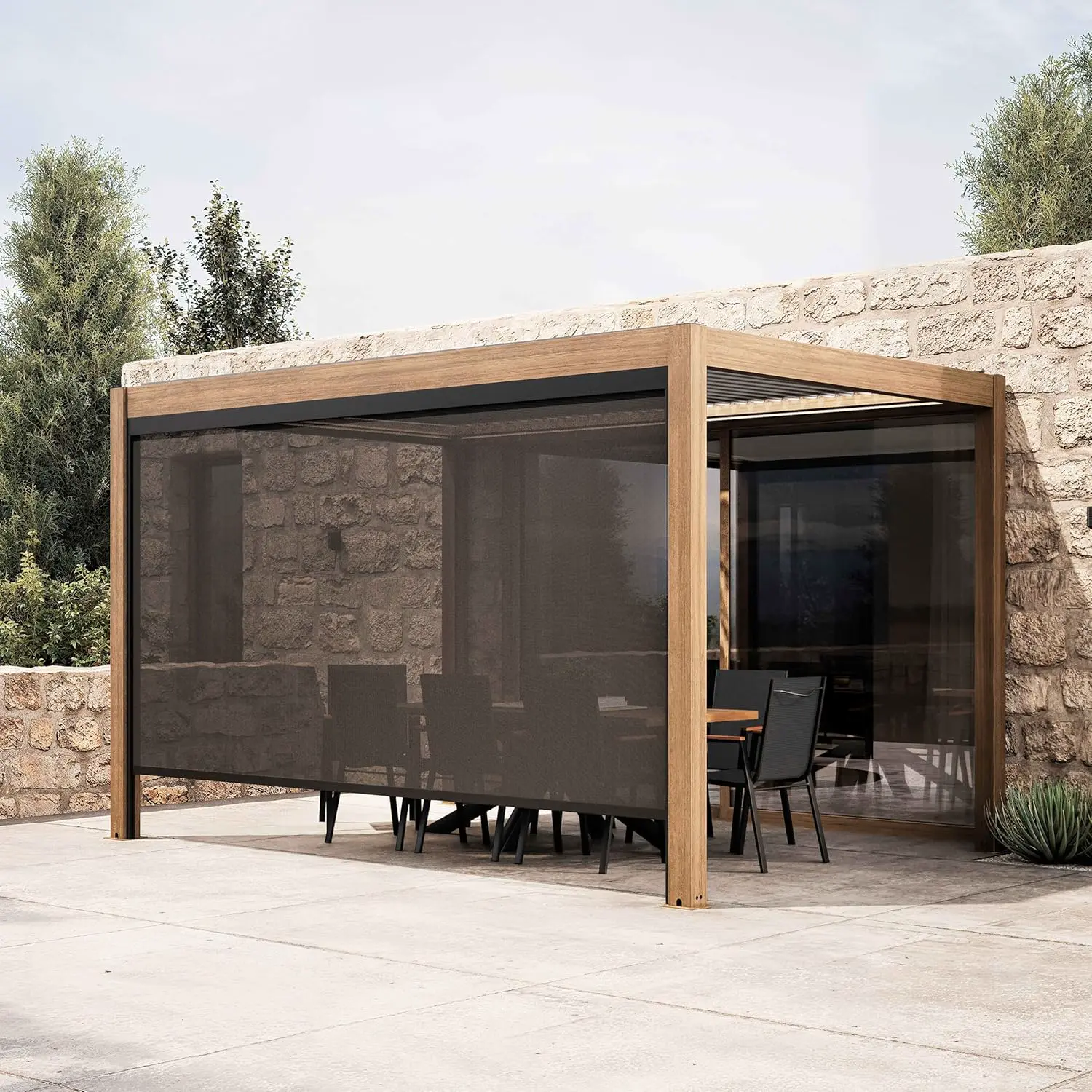Pergola 3x4m autoportée 1 store motorisée vue 2
