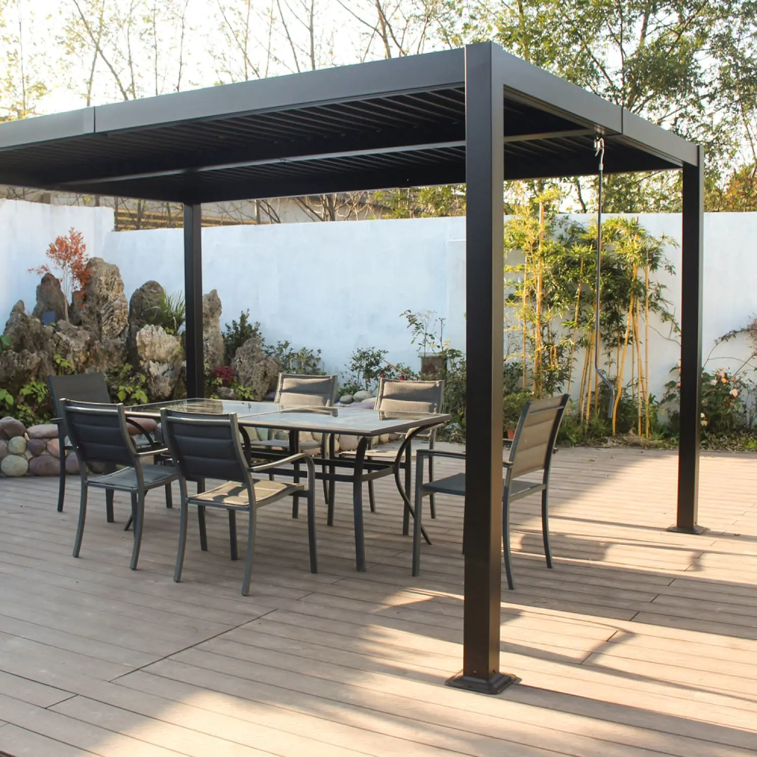 Pergola en aluminium gris 12m² vue 3