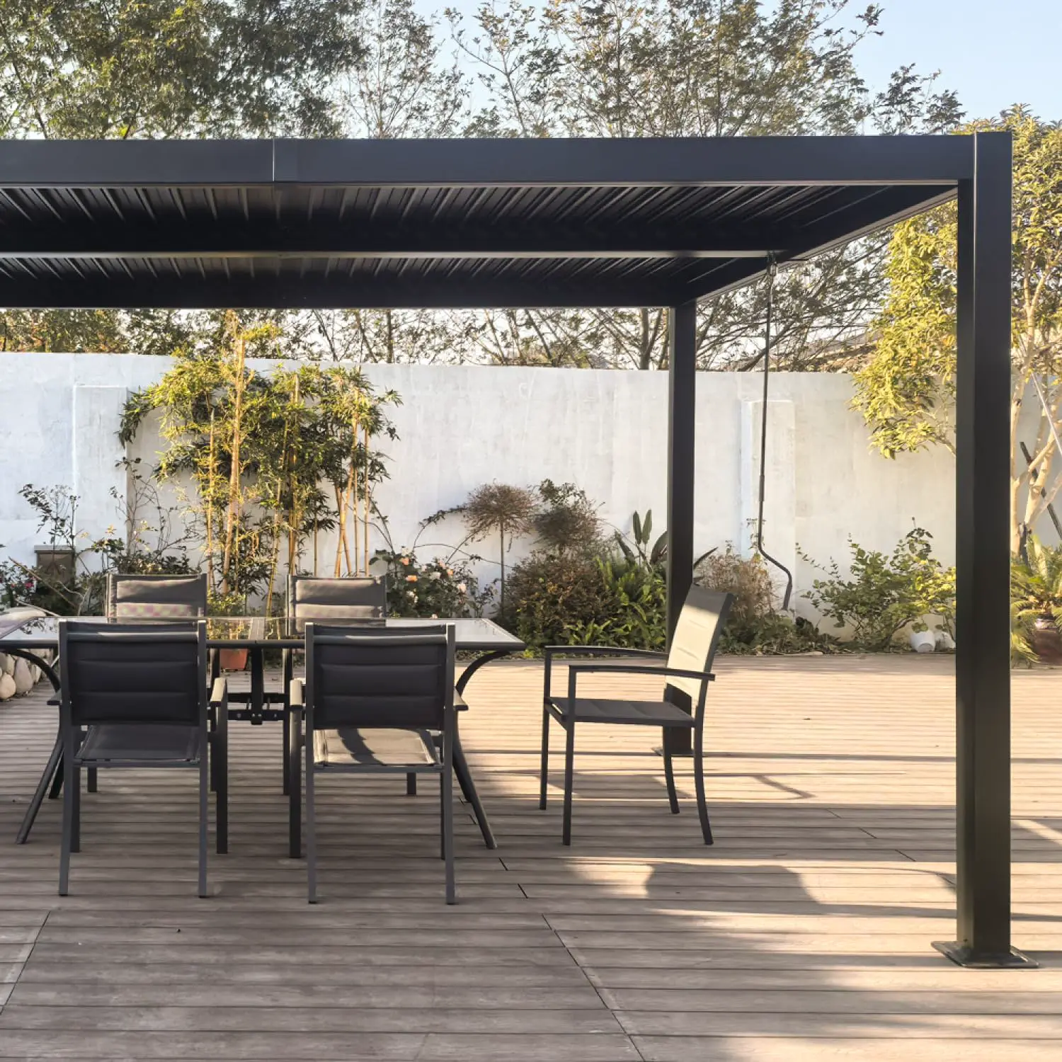 Pergola en aluminium gris 12m² vue 4