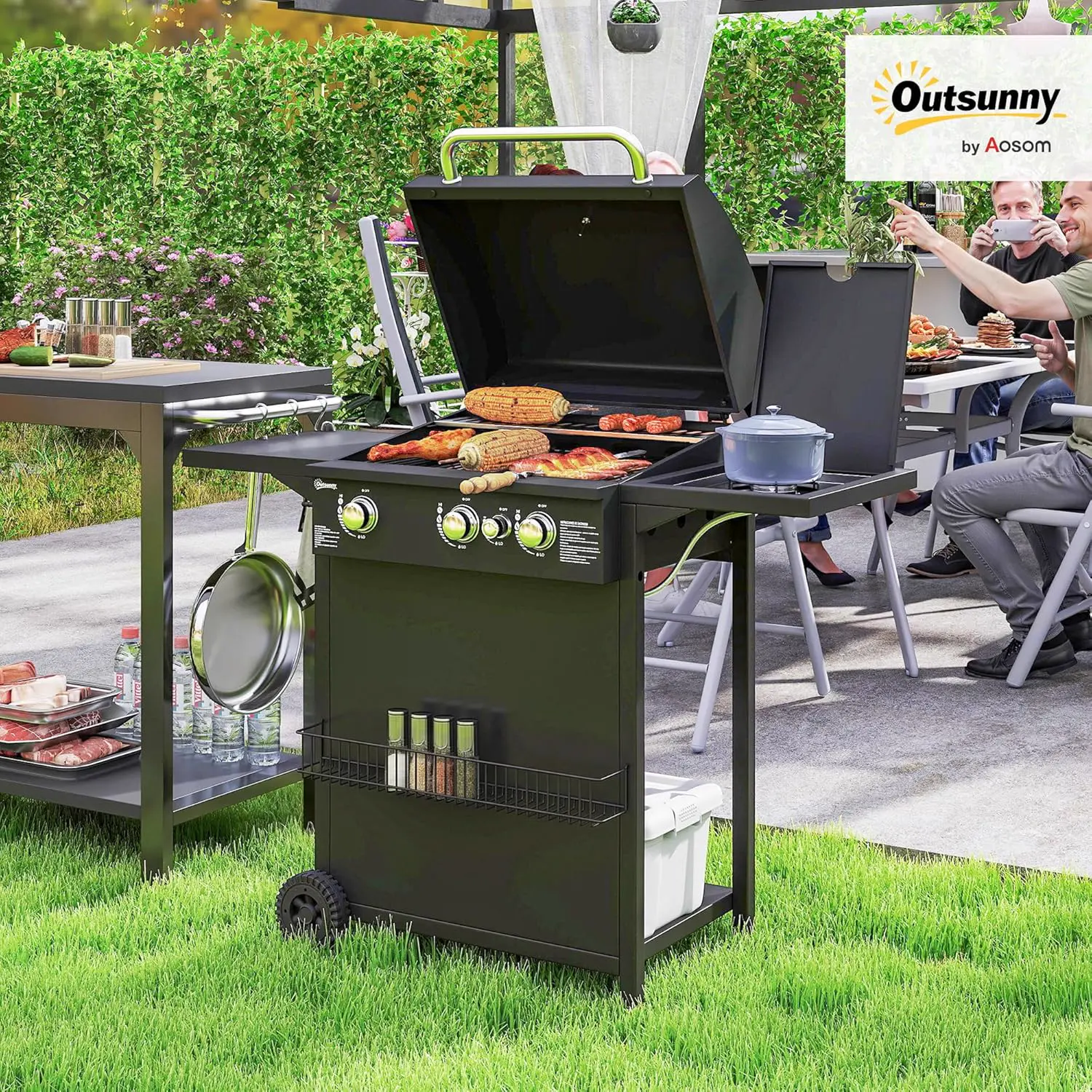 Barbecue à gaz en acier noir vue 2