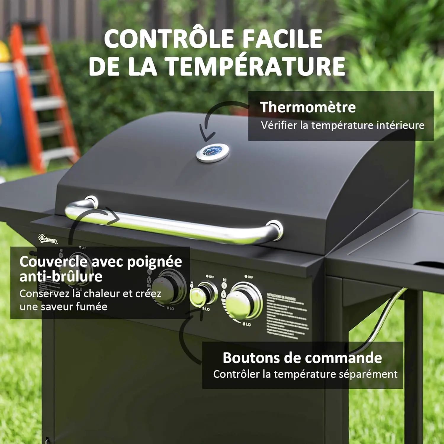 Barbecue à gaz en acier noir vue 4