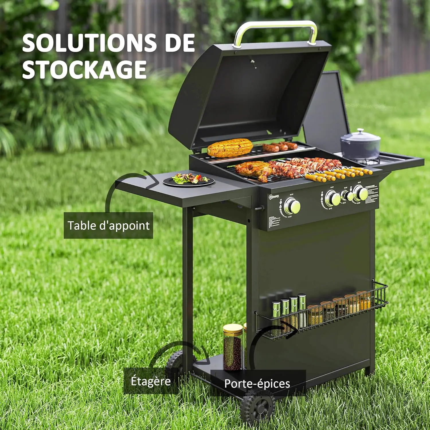 Barbecue à gaz en acier noir vue 5