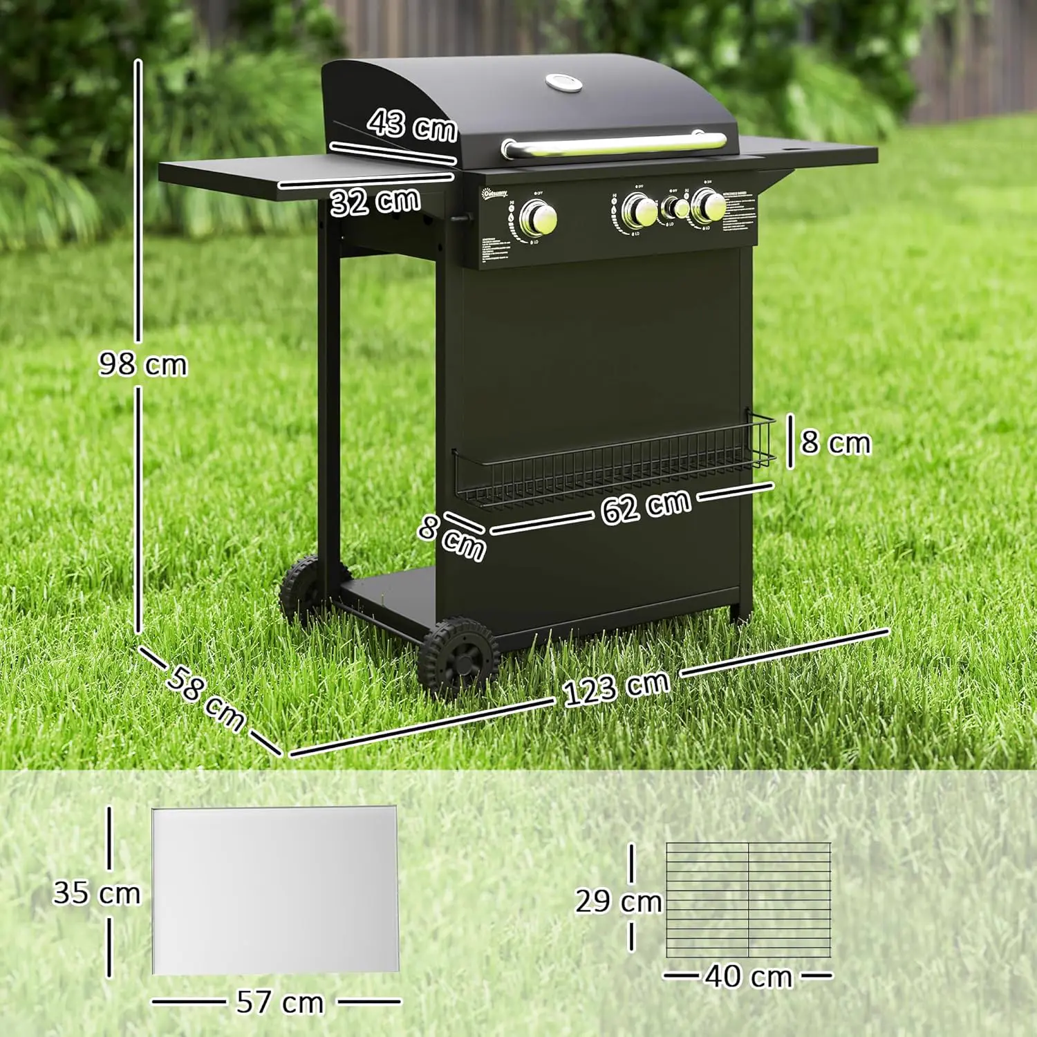 Barbecue à gaz en acier noir vue 7