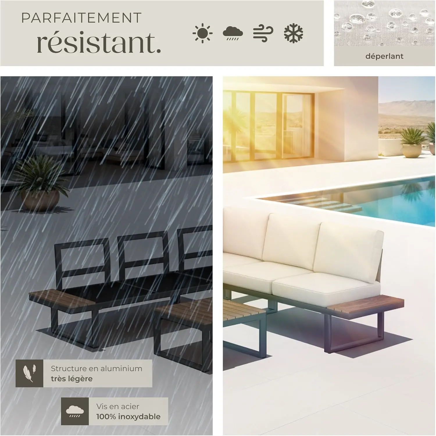 Salon de jardin 5 places en aluminium vue 7