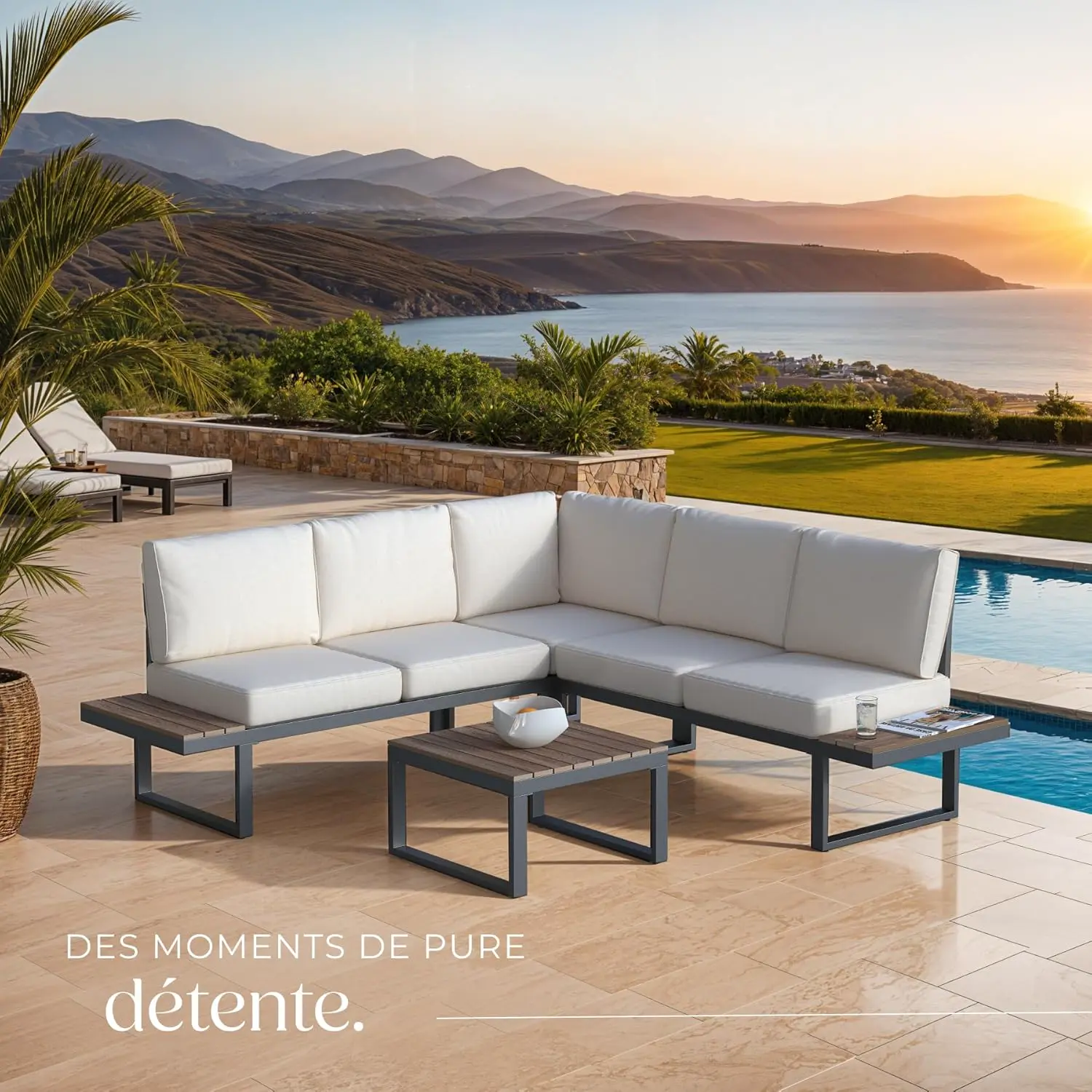 Salon de jardin 5 places en aluminium vue 8