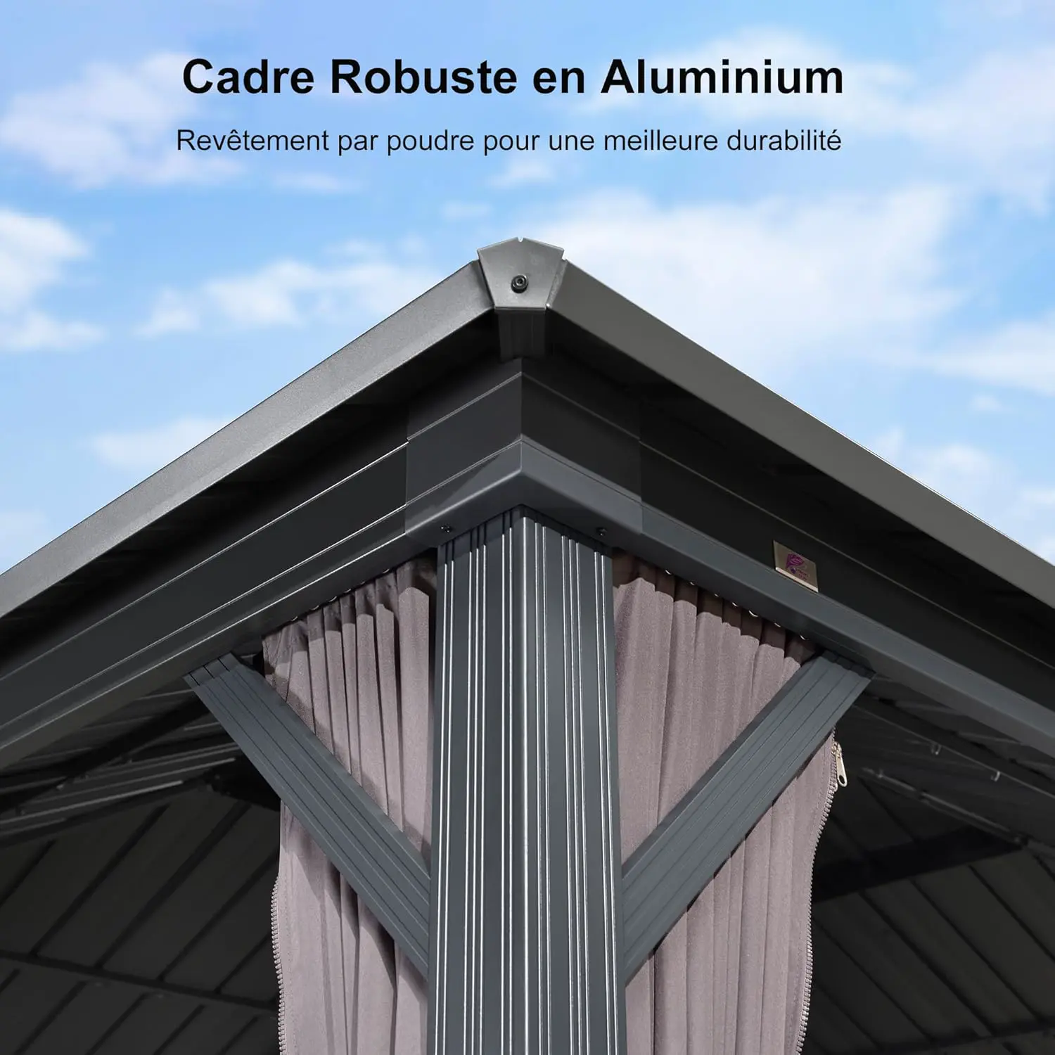 Pergola en aluminium gris 3x3 m vue 9