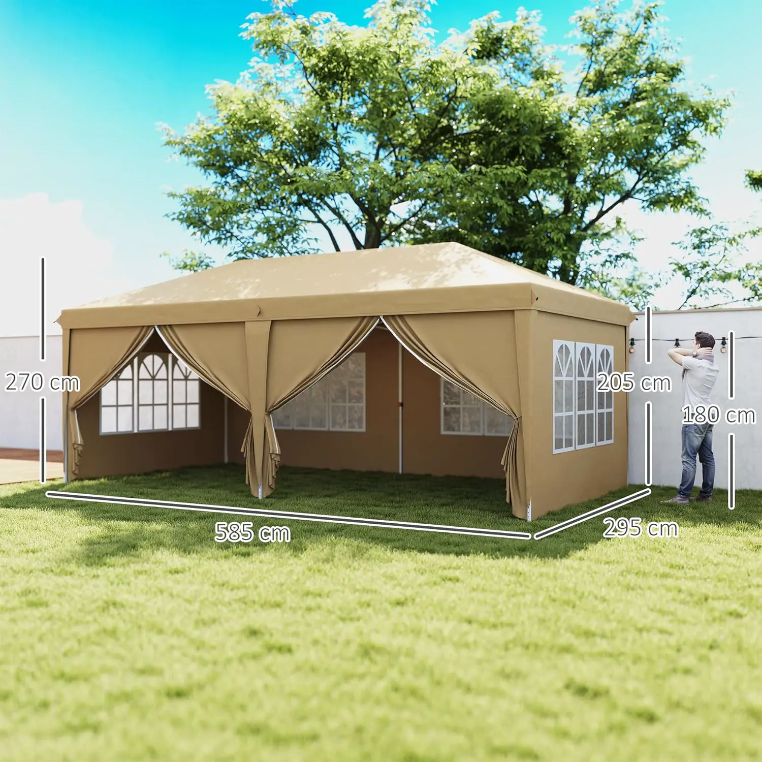 Tonnelle en métal kaki 3x6m vue 6