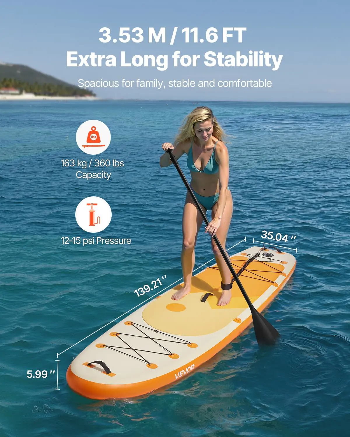 Paddle gonflable jaune vue 2