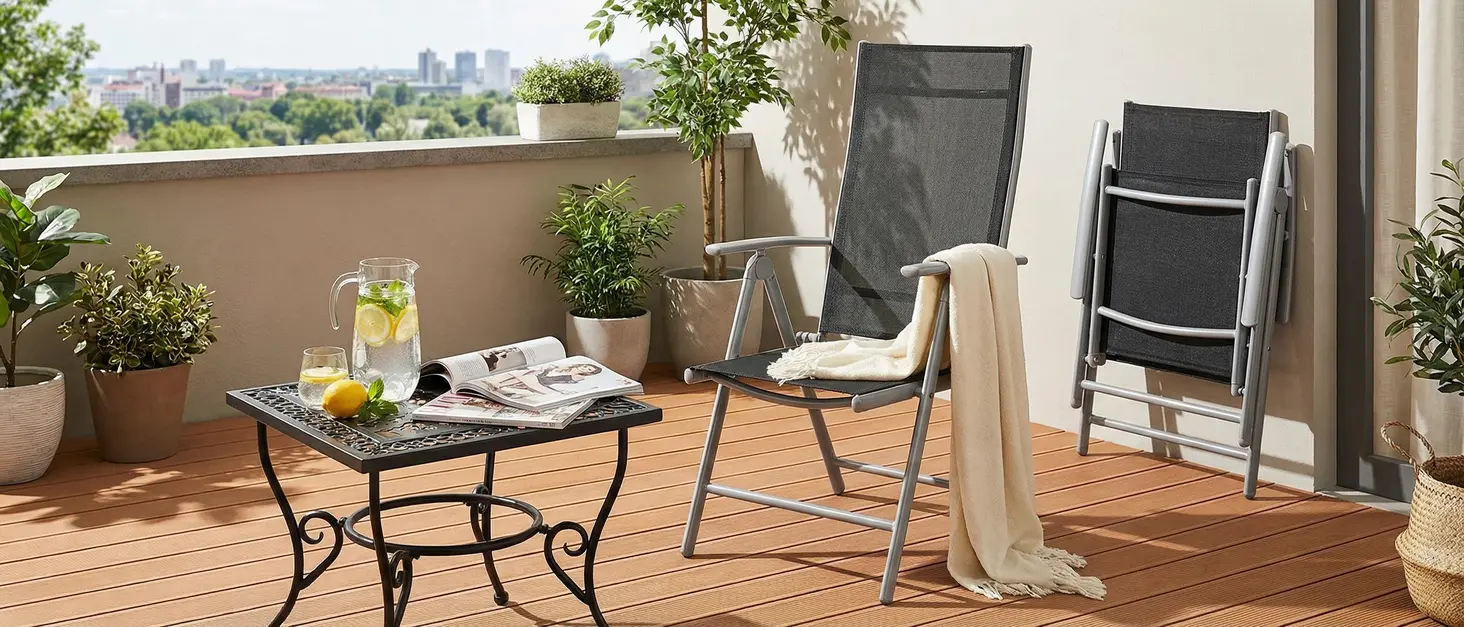 Table de jardin 6 places en aluminium gris 110 x 70 cm — contenu détaillé 2