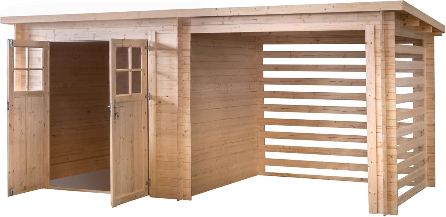 Abri de jardin en bois en bois noir 10,5m² vue 2