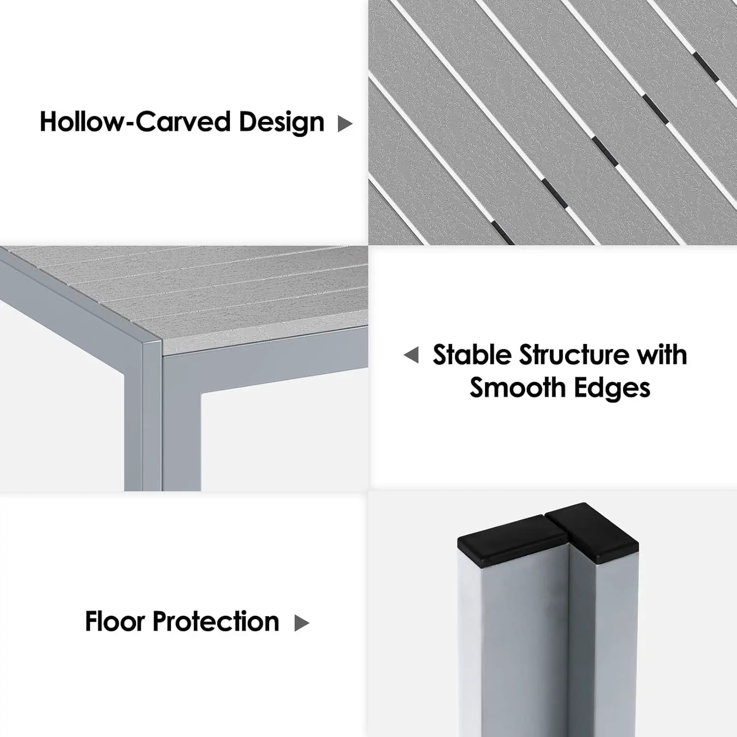Table de jardin 6 places en aluminium gris 75x75cm vue 6