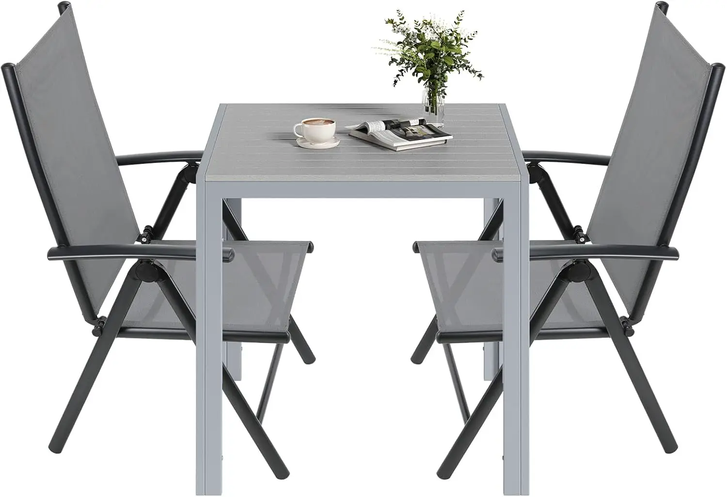 Table de jardin 6 places en aluminium gris 75x75cm vue 7