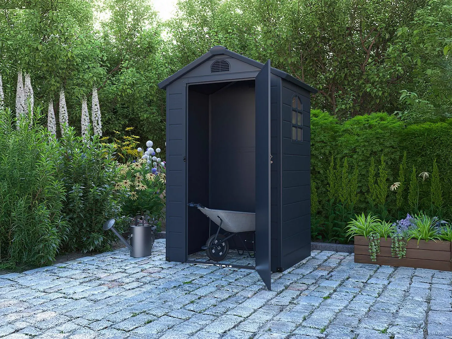 Abri de jardin en résine en résine gris/anthracite 1,39 m² vue 2