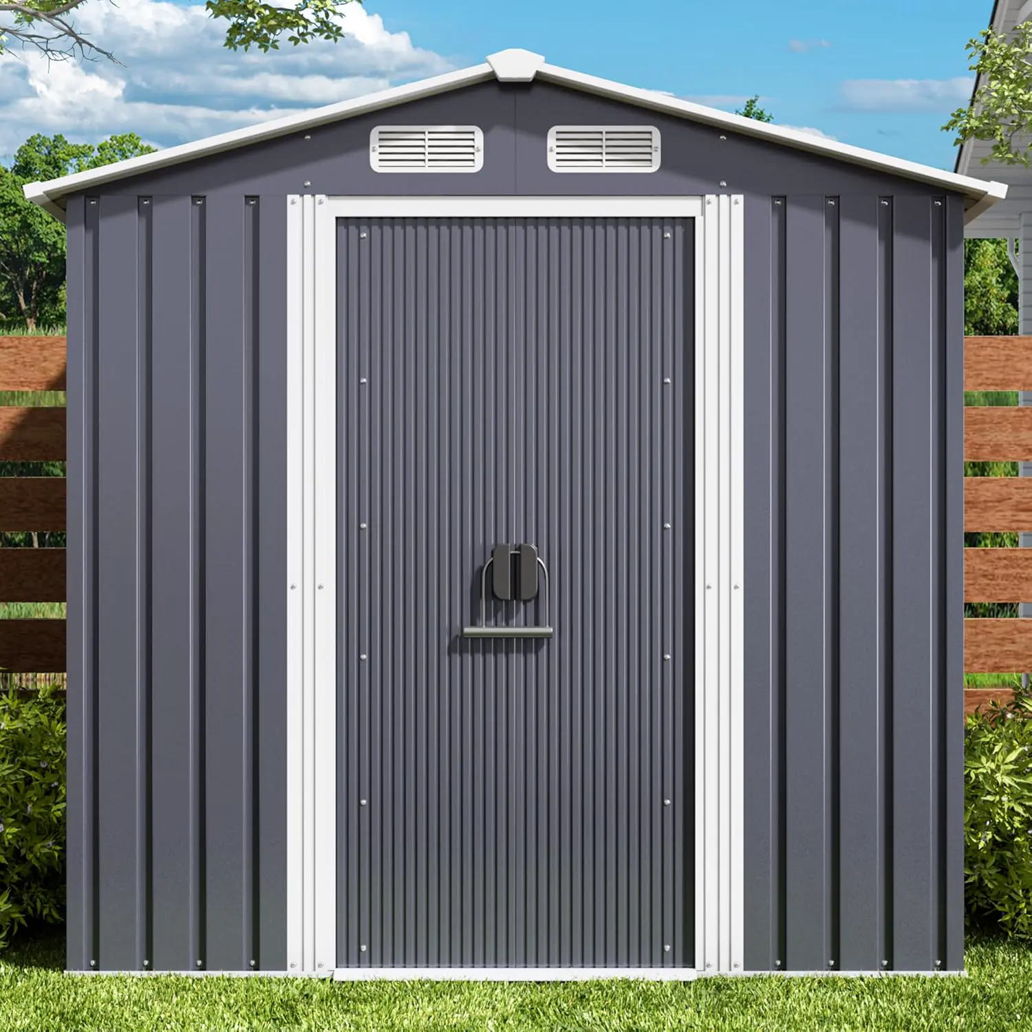 Abri de jardin en métal en métal gris 119 x 186 cm vue 8