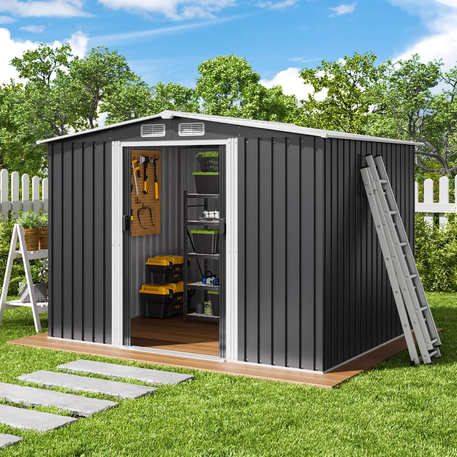 Abri de jardin en métal en acier 5 m² vue 5