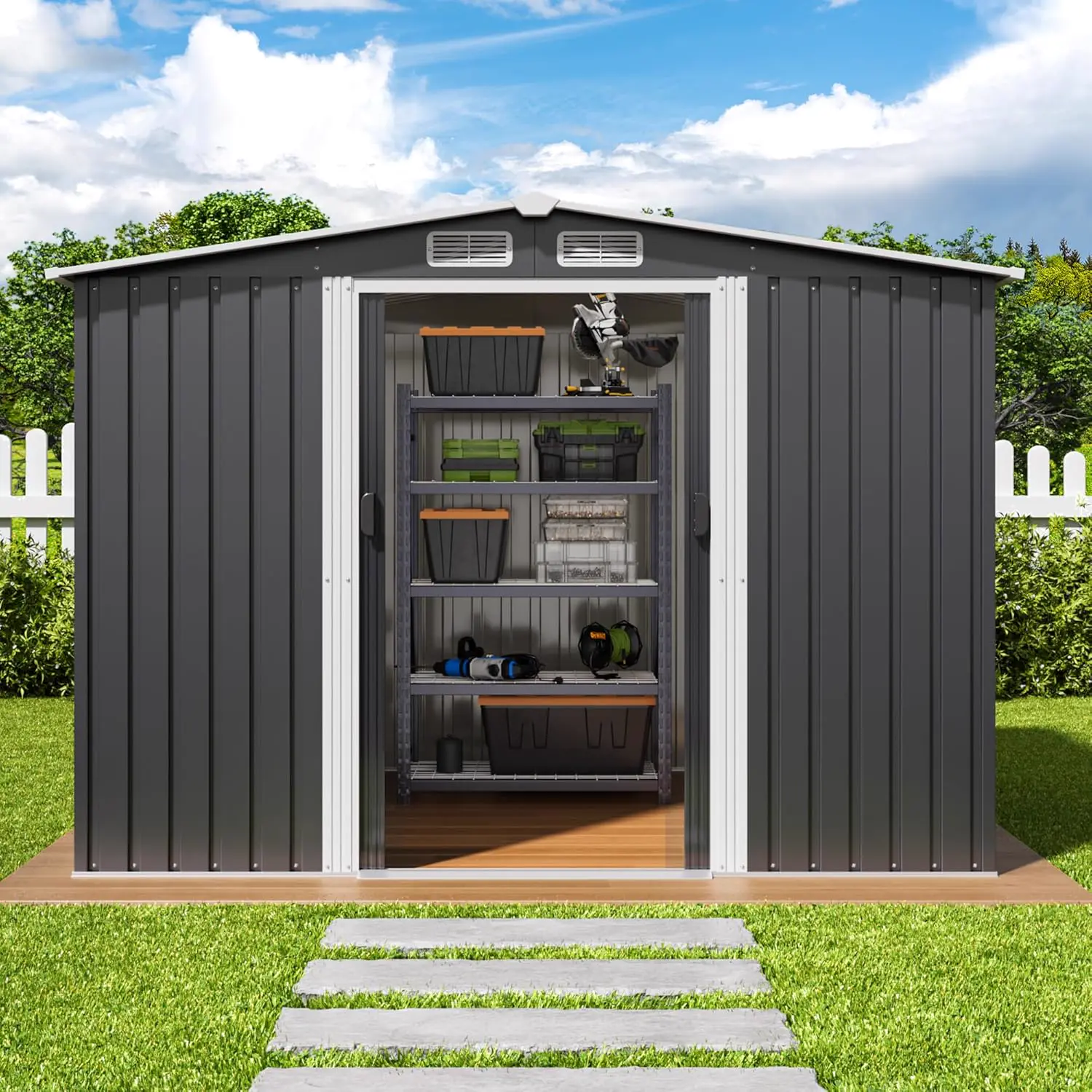 Abri de jardin en métal en acier 5 m² vue 6