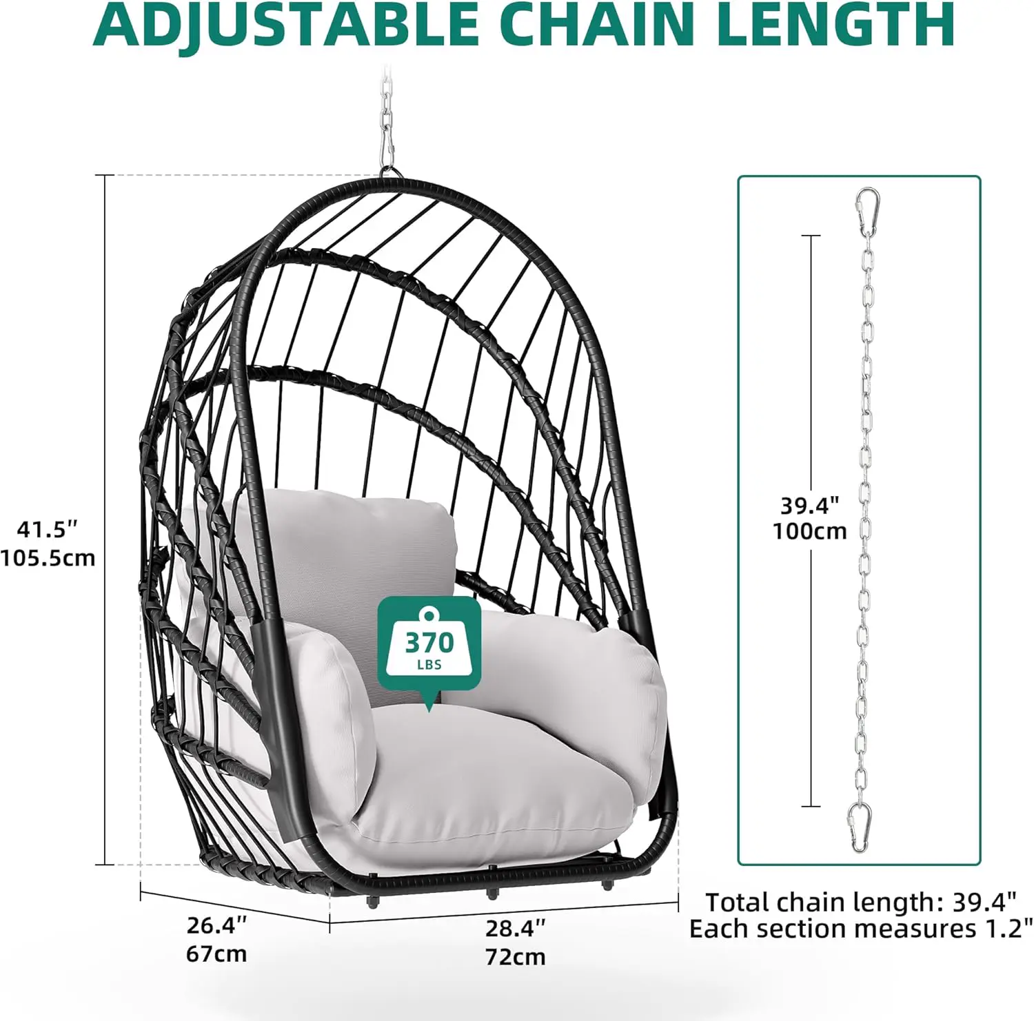 Fauteuils suspendus en acier gris vue 2