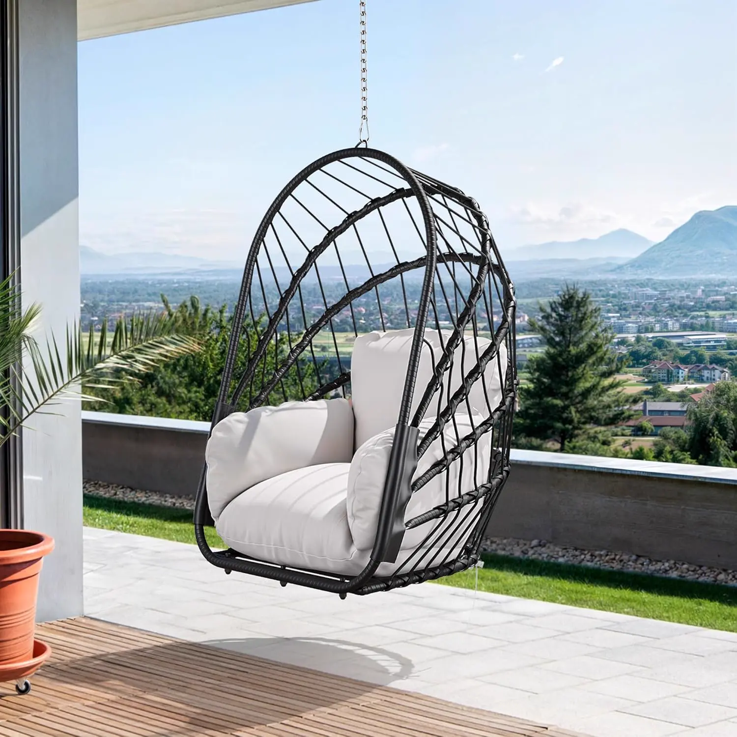 Fauteuils suspendus en acier gris vue 6