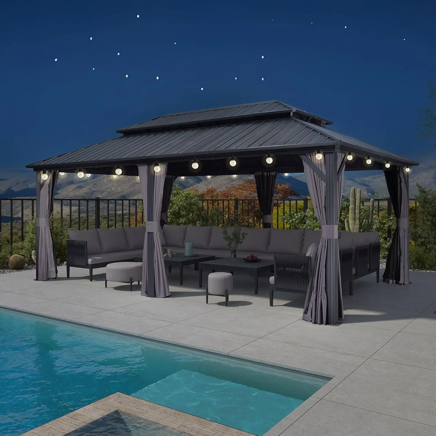 Pergola en aluminium gris 17,7 m² vue 2