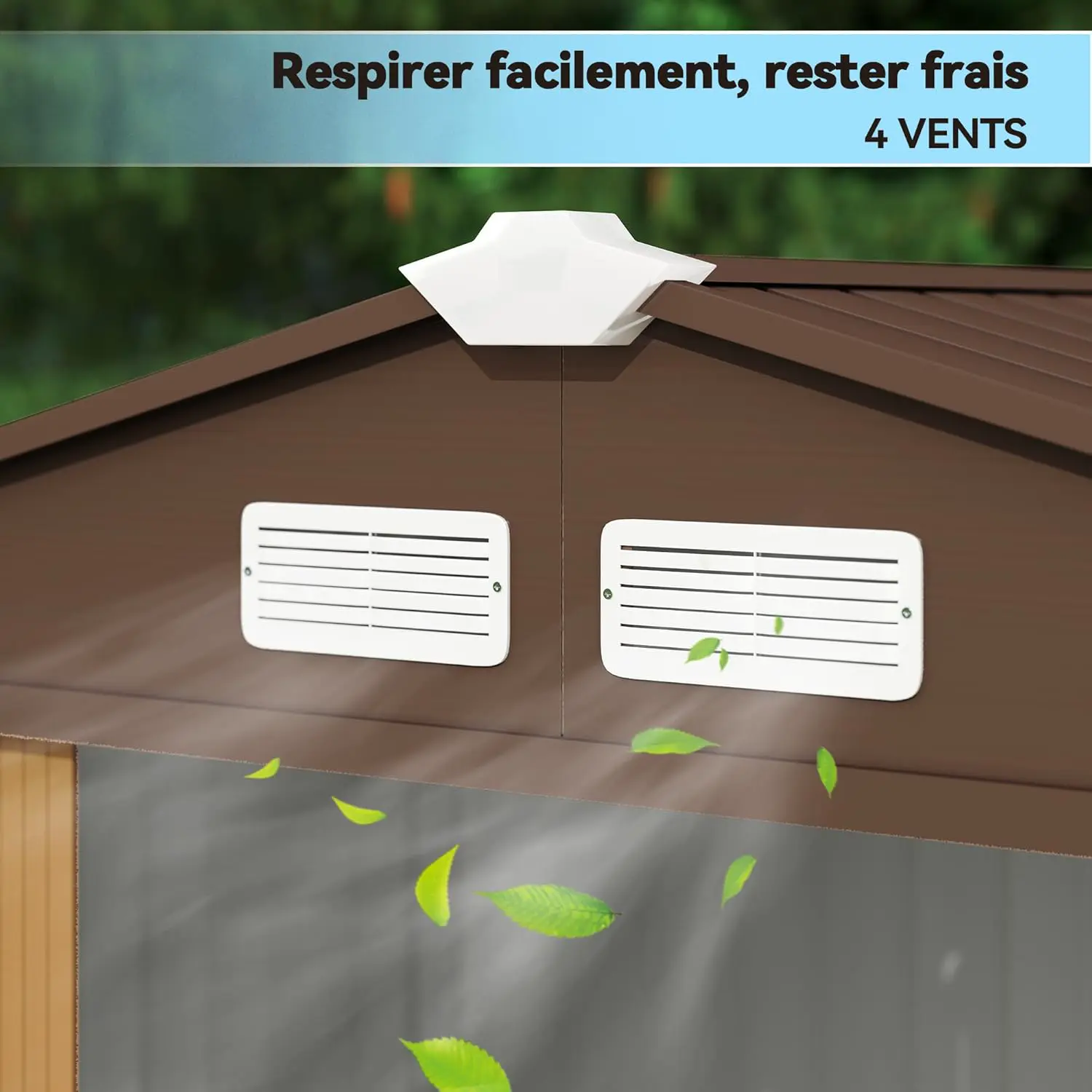Abri de jardin en métal en acier kaki 2,77 m² vue 8