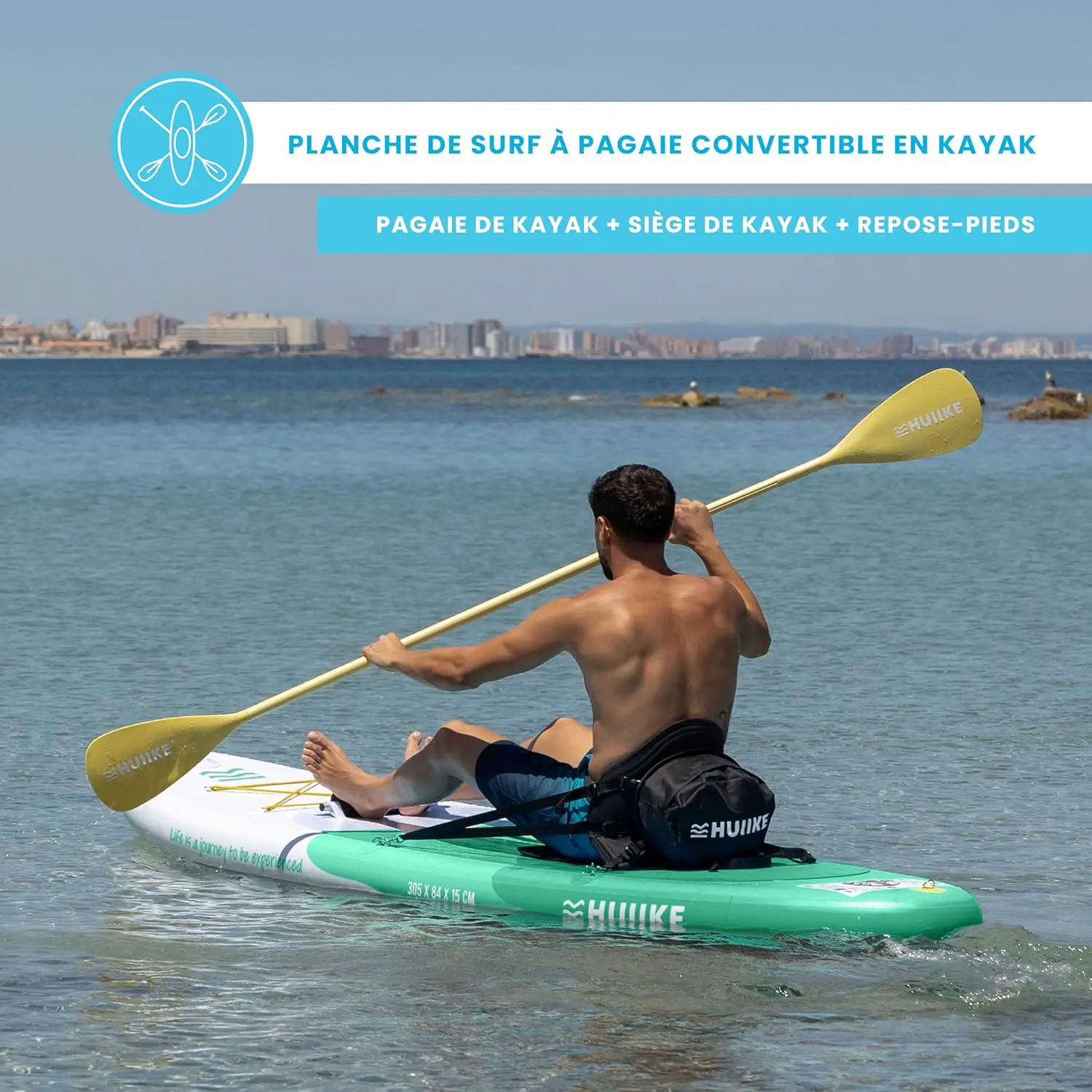 Paddle gonflable en aluminium naturel 84x15 cm vue 4