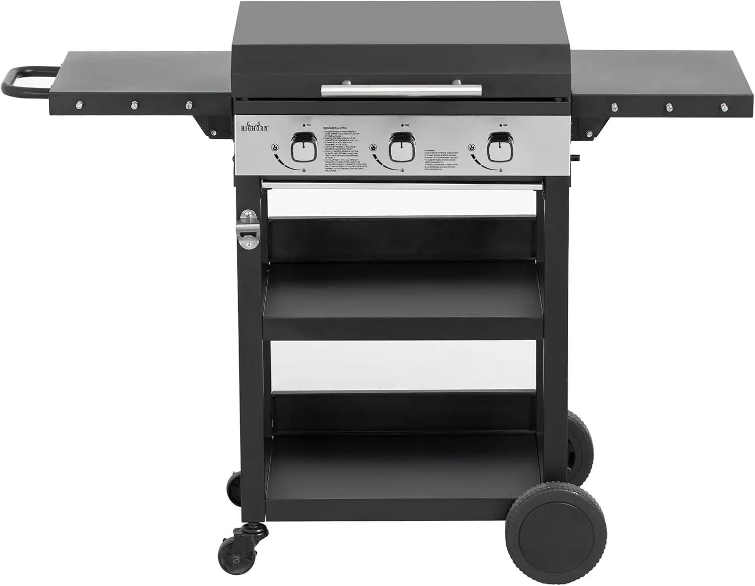 BIGHORN Plancha gaz de 3 brûleurs avec chariot et couvercle;7.2kw