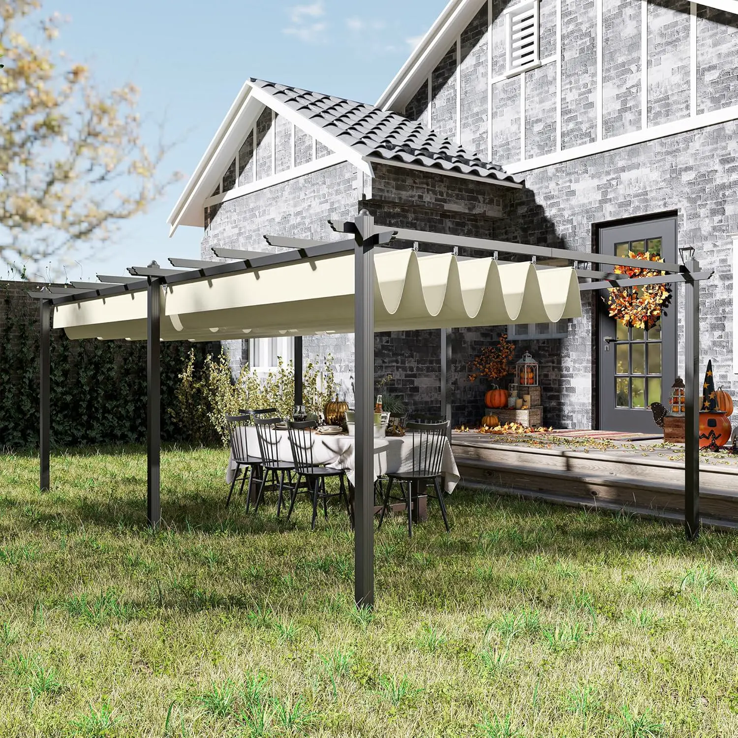 Pergola en aluminium beige 3,6 x 6 vue 6