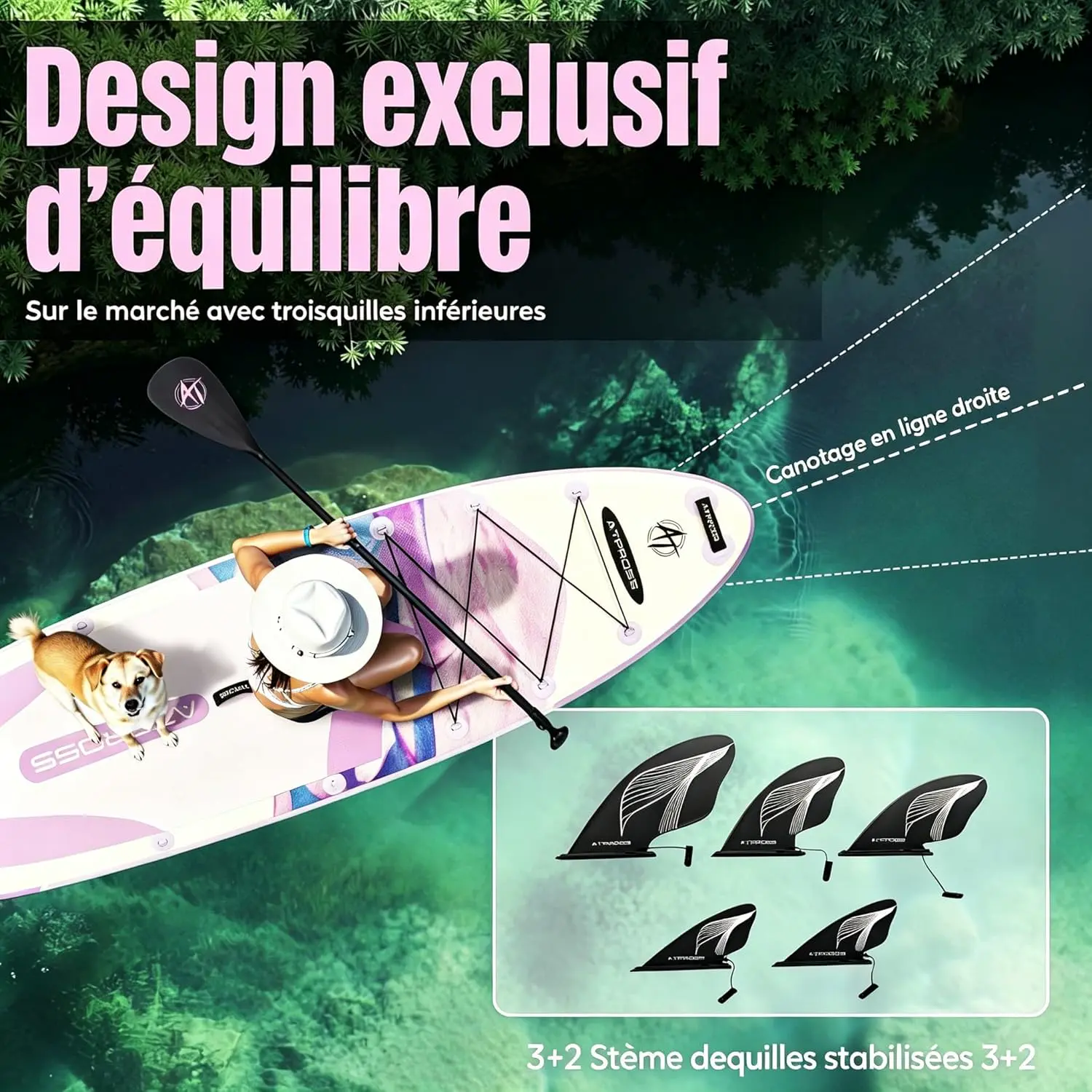 Paddle gonflable violet vue 4