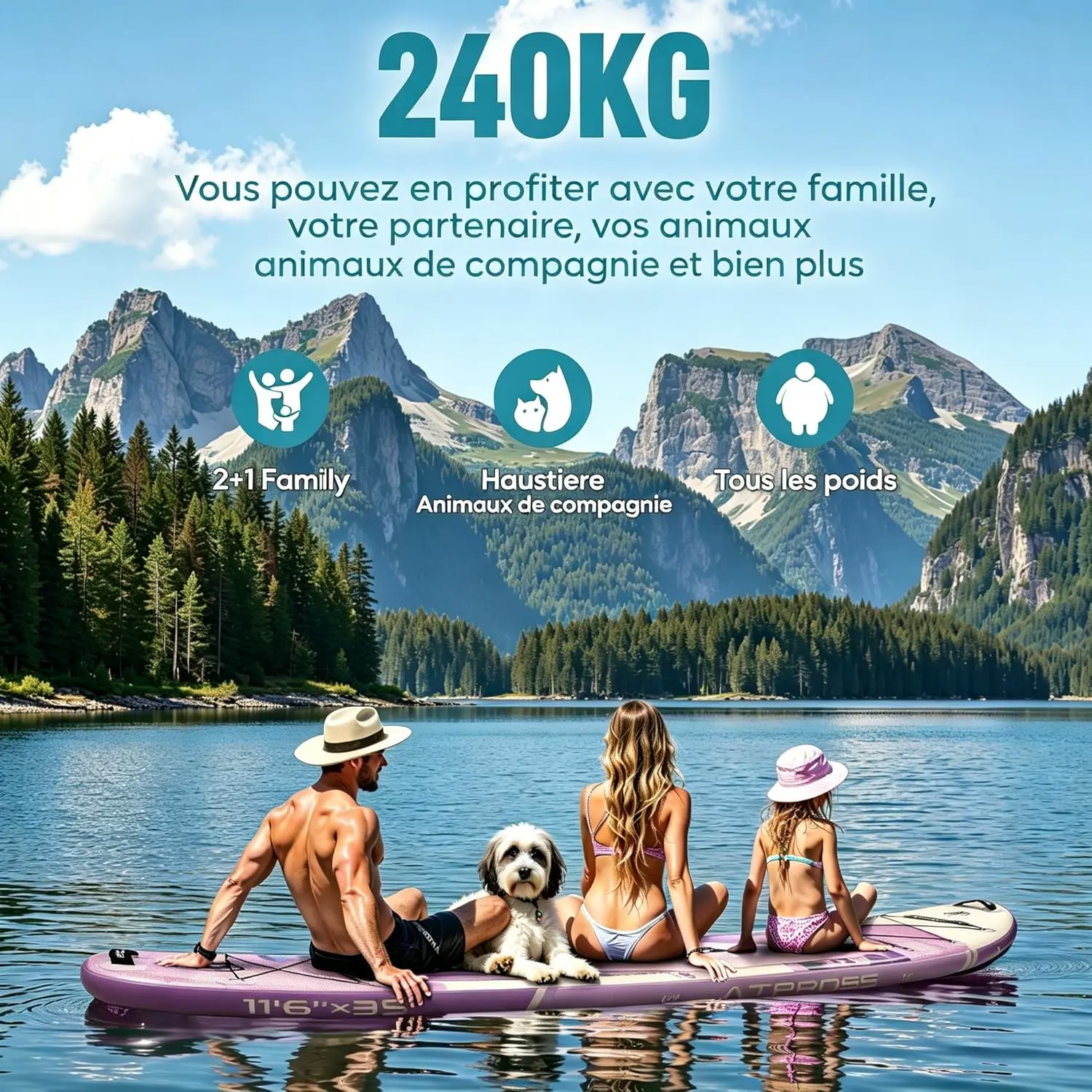 Paddle gonflable violet vue 5