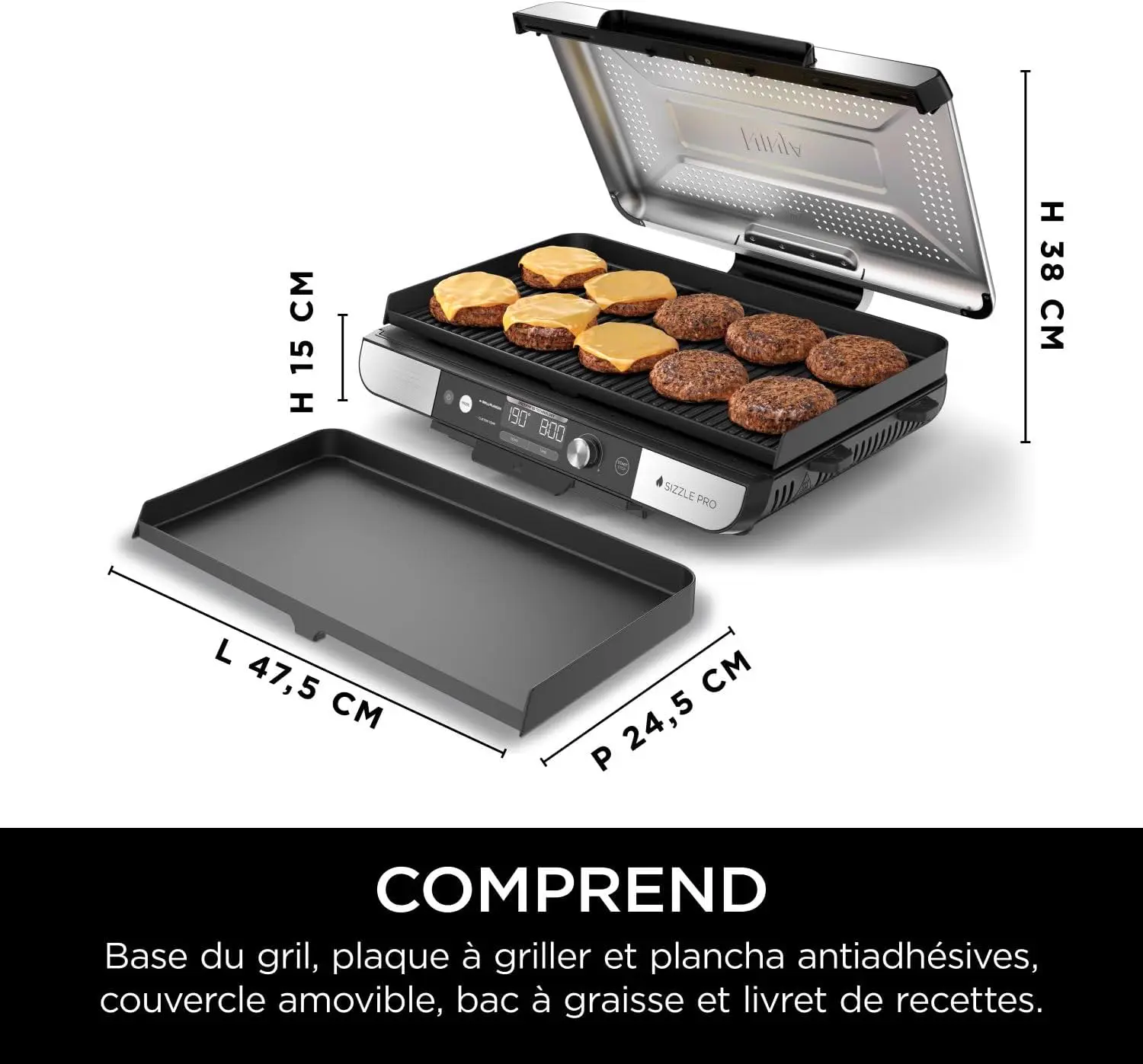 Plancha noir 39 x 15 cm vue 13