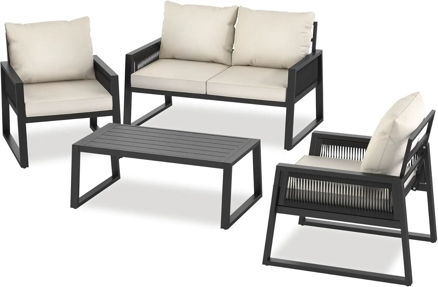 tectake Lot de 2 Fauteuil Salon de Jardin Exterieur Coussins