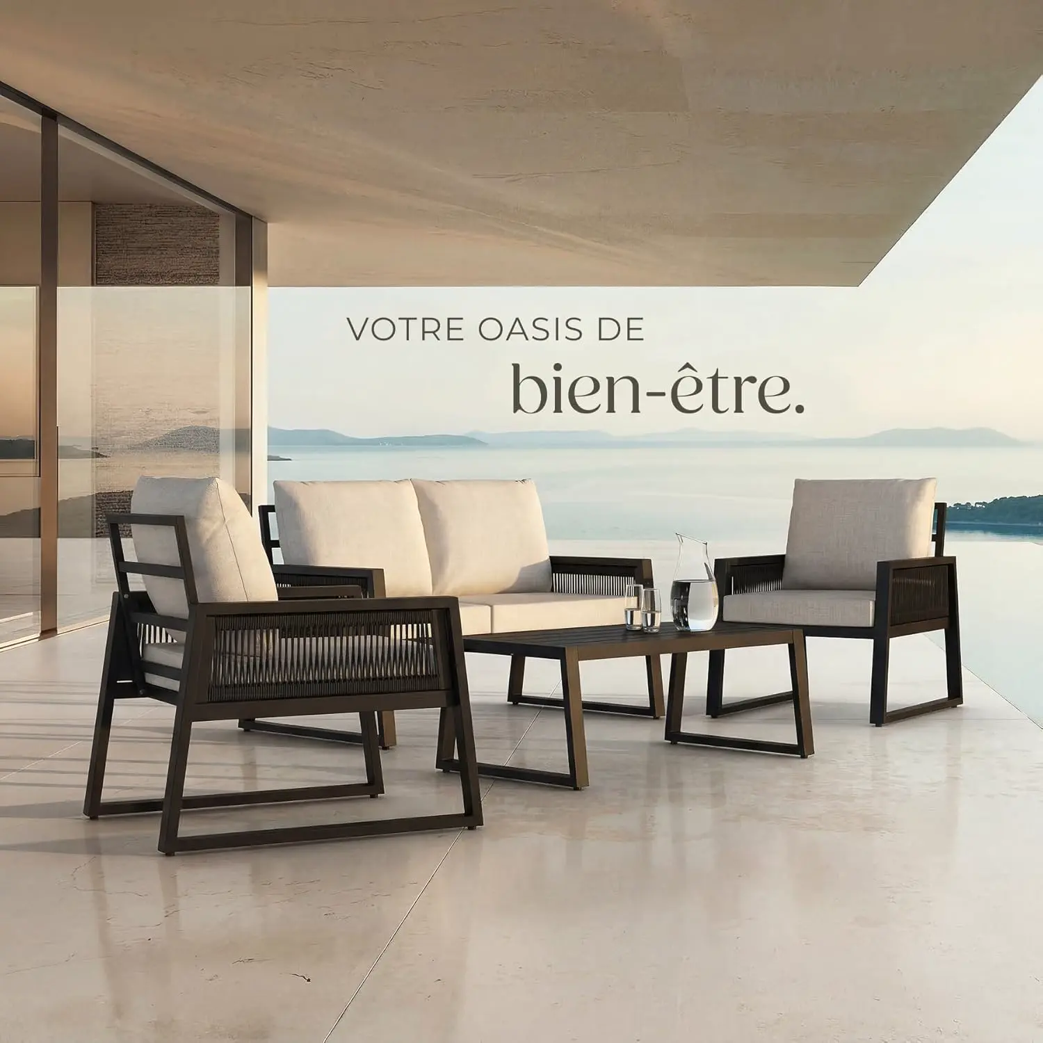 Salon de jardin 4 places en aluminium 76,50x76cm vue 8